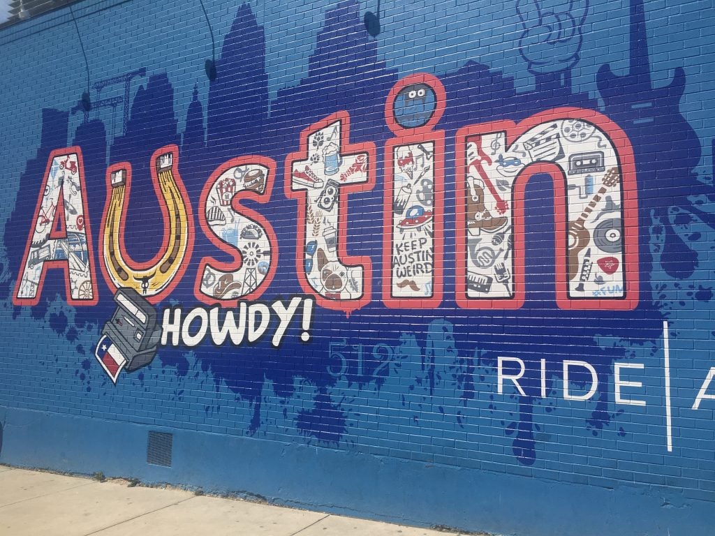 Austin on the side of a building.