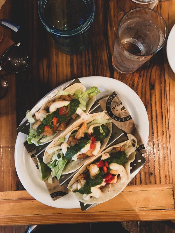 fish tacos on a platter.